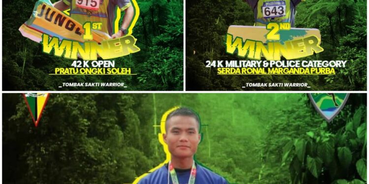Keterangan Foto: Tiga Prajurit TNI AD Yonif 122 Tombak Sakti Raih Prestasi Gemilang Jungle Run Bukit Lawang(28/5/22)