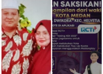 Foto: Kolase foto,Kades Ambalutu bersama istri (Kiri foto) dan Husen Kontestan KDI 2023 Asal kabupaten Asahan(kanan Foto).