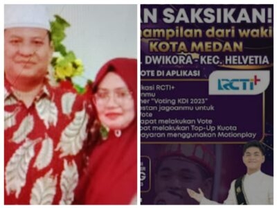 Foto: Kolase foto,Kades Ambalutu bersama istri (Kiri foto) dan Husen Kontestan KDI 2023 Asal kabupaten Asahan(kanan Foto).
