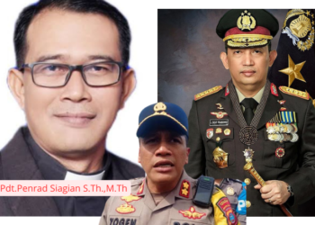 Ket foto: Kolase Foto Pdt Penrad Siagian dan Kapolri Jenderal Listyo Sigit Prabowo serta Kapolres Pematangsiantar AKBP Yogen Heroes Baruno(ist/MA)