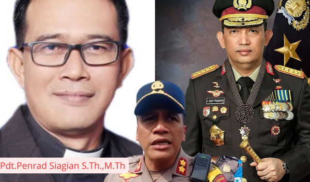 Ket foto: Kolase Foto Pdt Penrad Siagian dan Kapolri Jenderal Listyo Sigit Prabowo serta Kapolres Pematangsiantar AKBP Yogen Heroes Baruno(ist/MA)