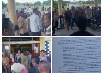 Tuntut Kades Mundur, Ratusan Warga Seuneubok Panton Demo di Kantor Camat Darul Falah