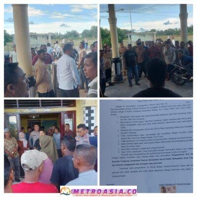 Tuntut Kades Mundur, Ratusan Warga Seuneubok Panton Demo di Kantor Camat Darul Falah