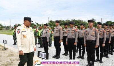 1.352 Linmas Diserahkan ke Polres Aceh Timur Bantu Pengamanan Pilkada
