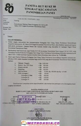 Dugaan Pungli Berkedok HUT RI Ke-80 di Kecamatan Panombeian Panei Simalungun