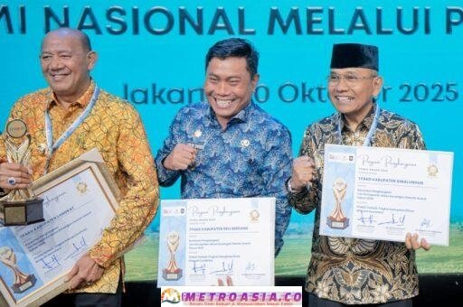 Bupati Simalungun Terima Piagam Penghargaan TPAKD Terbaik
