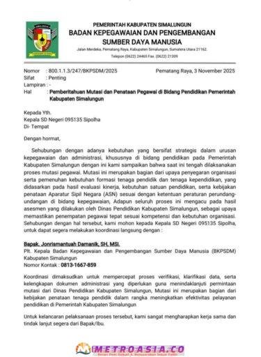 Menanggapi Isu Surat Edaran Palsu Dari BKPSDM Kabupaten Simalungun, Plt. Kepala BKPSDM Buat Sanggahan