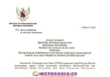 Terbitkan THR Hari Keagamaan 2026, Menaker : Harus Dibayar Penuh Tidak Boleh Dicicil