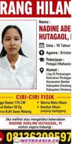 Gadis 16 Tahun Hilang Sejak 2 Mei, Keluarga Cemas Berharap Bantuan Bagi Yang Melihat