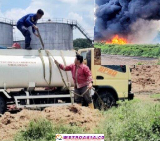 BPBD Simalungun Bantu Padamkan Kebakaran Kolam Limbah PKS PTPN IV Kebun Dolok Ilir